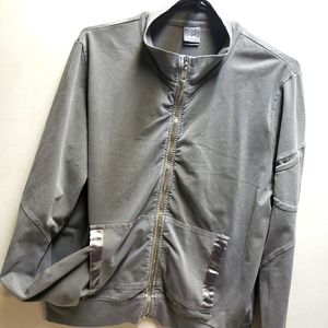 So Sporty womens XL charcoal grey long sleeve zip up athletic jacket sweatshirt